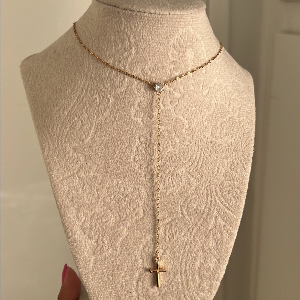 Gold Cross Pendant Necklace - Picture 5 of 6